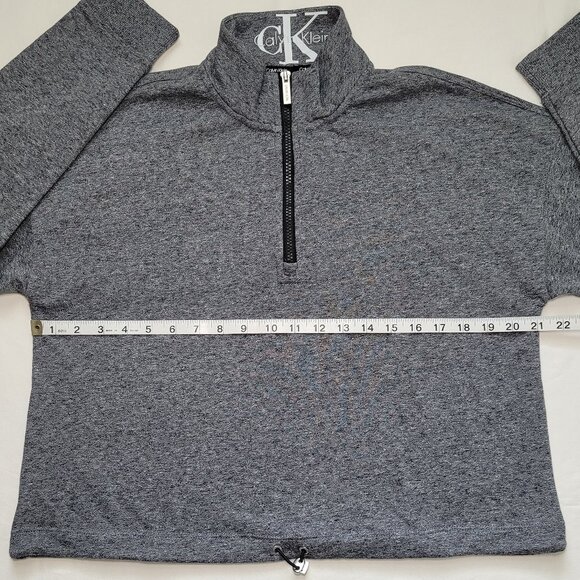 Calvin Klein Cropped Sweatshirt Performance Womens Pullover Gray 1/4 Zip Sz M - Picture 4 of 13